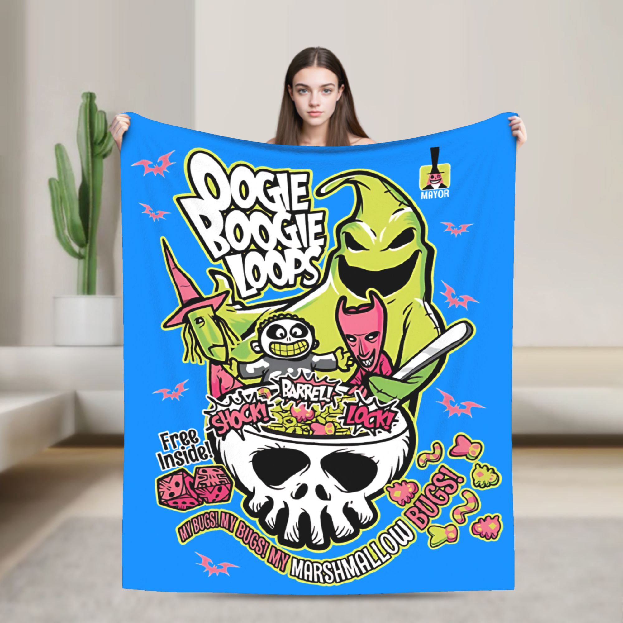 Christmas Throw Blanket - Oogie Boogie Loops halloween The Nightmared