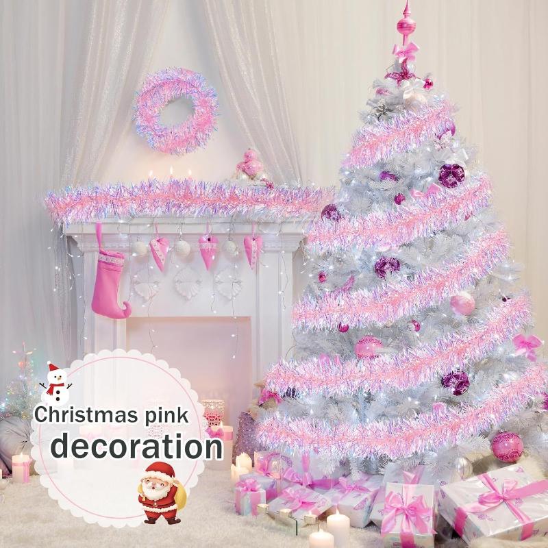 1/3/5PCS 2M Pink Christmas Tin - Tinsel Garland Decoration ulasan dan harga