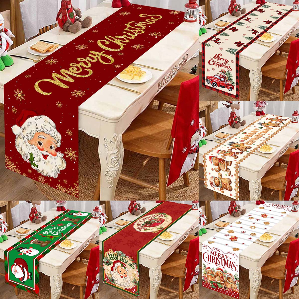 Christmas Santa Clause Polyest - Christmas Table Runner ulasan dan harga