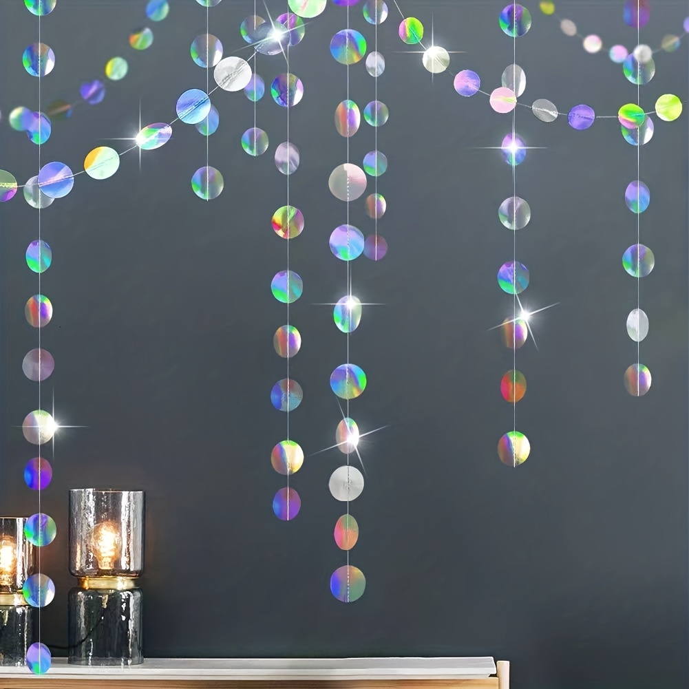 1pc Shimmering Iridescent Circ - Tinsel Garland Decoration ulasan dan harga