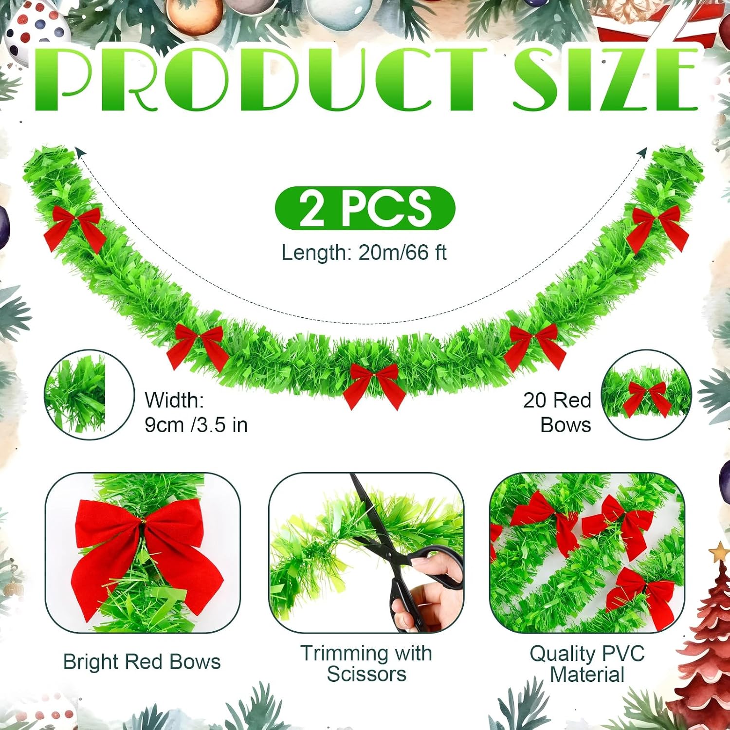 Christmas Light Green Tinsel G - Tinsel Garland Decoration ulasan dan harga
